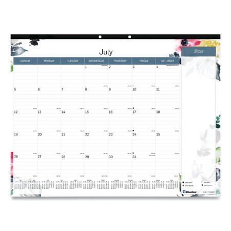 Blueline Monthly Desk Pad Calendar, 22 x 17, Floral, 2021-2022 CA1716BD